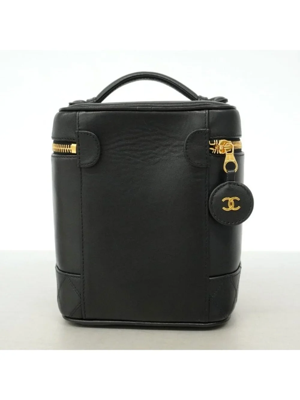 Chanel Vanity Bag Bicolor Lambskin Black Gold